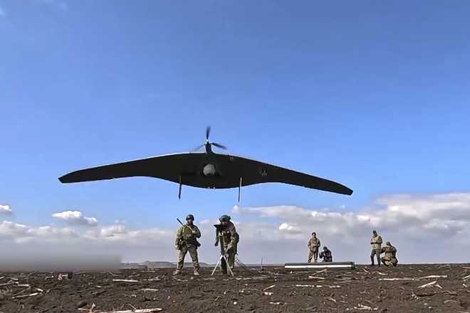 In&#x20;this&#x20;photo&#x20;taken&#x20;from&#x20;video&#x20;distributed&#x20;by&#x20;Russian&#x20;Defense&#x20;Ministry&#x20;Press&#x20;Service&#x20;on&#x20;Friday,&#x20;April&#x20;18,&#x20;2025,&#x20;Russian&#x20;soldiers&#x20;launch&#x20;a&#x20;Supercam&#x20;intelligence&#x20;unmanned&#x20;aerial&#x20;vehicle&#x20;towards&#x20;Ukrainian&#x20;positions&#x20;in&#x20;Ukraine.&#x20;&#x28;Russian&#x20;Defense&#x20;Ministry&#x20;Press&#x20;Service&#x20;via&#x20;AP&#x29;