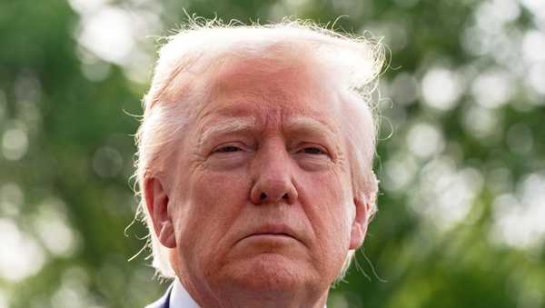 President Donald Trump speaks with reporters as he and first lady Melania Trump depart on Marine One from the South Lawn of the White House, Friday, April 25, 2025, in Washington. The President and first lady will be traveling to Rome and the Vatican to attend the funeral for Pope Francis. (AP Photo/Alex Brandon)