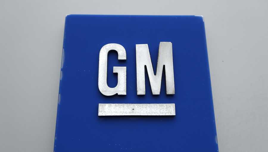 FILE - The General Motors logo is displayed at the General Motors Detroit-Hamtramck Assembly plant in Hamtramck, Mich., Jan. 27, 2020. (AP Photo/Paul Sancya, File)