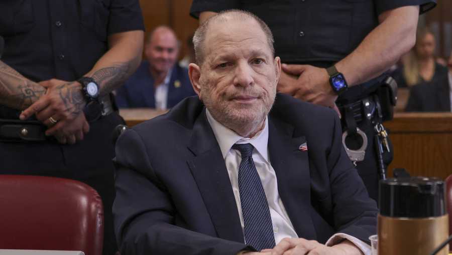 Harvey Weinstein appears in state court in Manhattan for his retrial on Wednesday, April 30, 2025 in New York.  (Sarah Yenesel/Pool Photo via AP)
