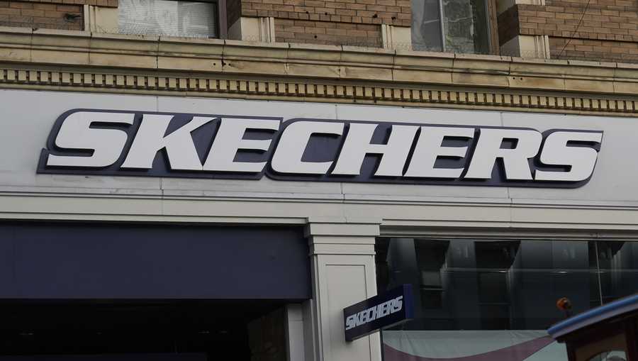 FILE - A Skechers sign is shown in San Francisco, March 17, 2024. (AP Photo/Jeff Chiu, file)
