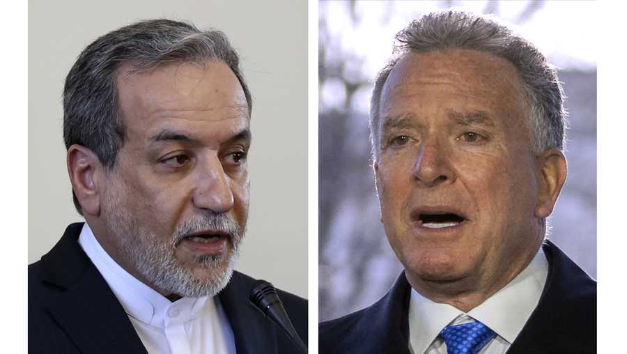 FILE - This combo shows Iranian Foreign Minister Abbas Araghchi, left, pictured in Tehran, Iran, on Feb. 25, 2025, and Steve Witkoff, right, White House special envoy, pictured in Washington, on March 19, 2025.