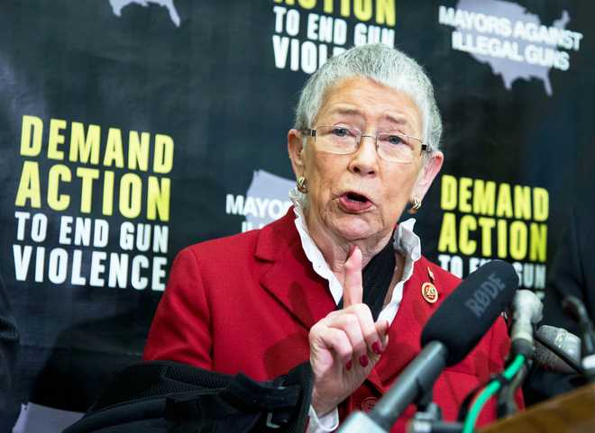 FILE&#x20;-&#x20;Rep.&#x20;Carolyn&#x20;McCarthy,&#x20;D-N.Y.&#x20;speaks&#x20;on&#x20;Capitol&#x20;Hill&#x20;in&#x20;Washington,&#x20;Feb.&#x20;12,&#x20;2014,&#x20;of&#x20;Moms&#x20;Demand&#x20;Action&#x20;and&#x20;Mayors&#x20;Against&#x20;Illegal&#x20;Guns,&#x20;to&#x20;release&#x20;an&#x20;analysis&#x20;of&#x20;school&#x20;shootings&#x20;in&#x20;America&#x20;since&#x20;the&#x20;massacre&#x20;in&#x20;Newtown&#x20;ahead&#x20;of&#x20;Valentine&amp;apos&#x3B;s&#x20;Day.&#x20;&#x28;AP&#x20;Photo&#x2F;Manuel&#x20;Balce&#x20;Ceneta,&#x20;File&#x29;
