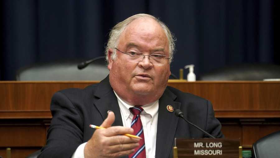 FILE - Rep. Billy Long, R-Mo., asks questions during hearing May 14, 2020, on Capitol Hill in Washington. (Greg Nash/Pool via AP, File)