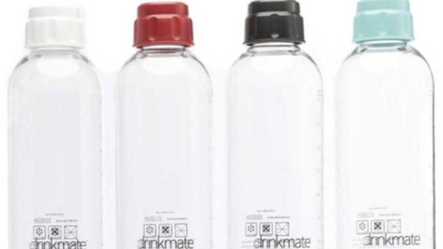 This photo released by the U.S. Consumer Product Safety Commission, on Thursday, Aug. 14, 2025, shows recalled Drinkmate 1L Carbonation Bottles. (U.S. Consumer Product Safety Commission via AP)