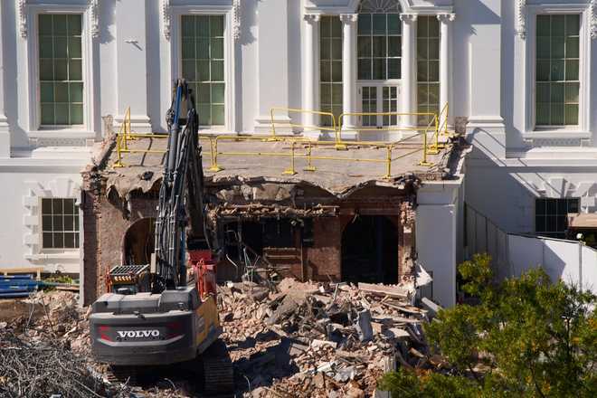 Work&#x20;continues&#x20;on&#x20;the&#x20;demolition&#x20;of&#x20;a&#x20;part&#x20;of&#x20;the&#x20;East&#x20;Wing&#x20;of&#x20;the&#x20;White&#x20;House,&#x20;Thursday,&#x20;Oct.&#x20;23,&#x20;2025,&#x20;in&#x20;Washington,&#x20;before&#x20;construction&#x20;of&#x20;a&#x20;new&#x20;ballroom.&#x20;&#x28;AP&#x20;Photo&#x2F;Jacquelyn&#x20;Martin&#x29;