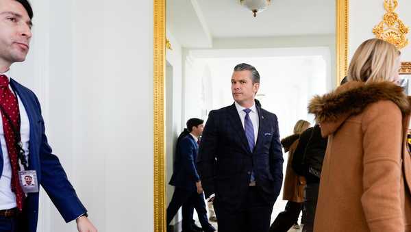 Secretary of Defense Pete Hegseth arrives at a a pardoning ceremony for the national Thanksgiving turkey Gobble in the Rose Garden of the White House, Tuesday, Nov. 25, 2025, in Washington.