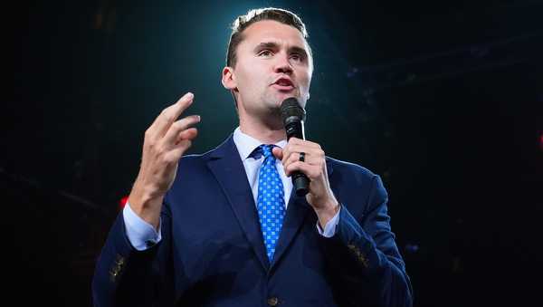 FILE - Turning Point USA Founder Charlie Kirk speaks at a Turning Point event prior to Republican vice presidential nominee Sen. JD Vance, R-Ohio, speaking, Sept. 4, 2024, in Mesa, Ariz. (AP Photo/Ross D. Franklin, File)