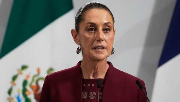 FILE - Mexican President Claudia Sheinbaum speaks at the National Palace in Mexico City, Nov. 7, 2025. (AP Photo/Marco Ugarte, File)