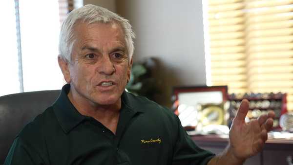 Pima County, Ariz., Sheriff Chris Nanos speaks with The Associated Press, Friday, Feb. 6, 2026, in Tucson, Ariz. (AP Photo/Ty ONeil)