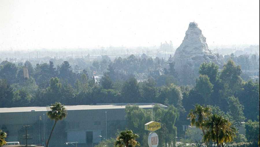 The Matterhorn Bobsled ride at Disneyland in Anaheim, Calif., is visible in this elevated view in 1973. Exact date is unknown. (AP Photo)