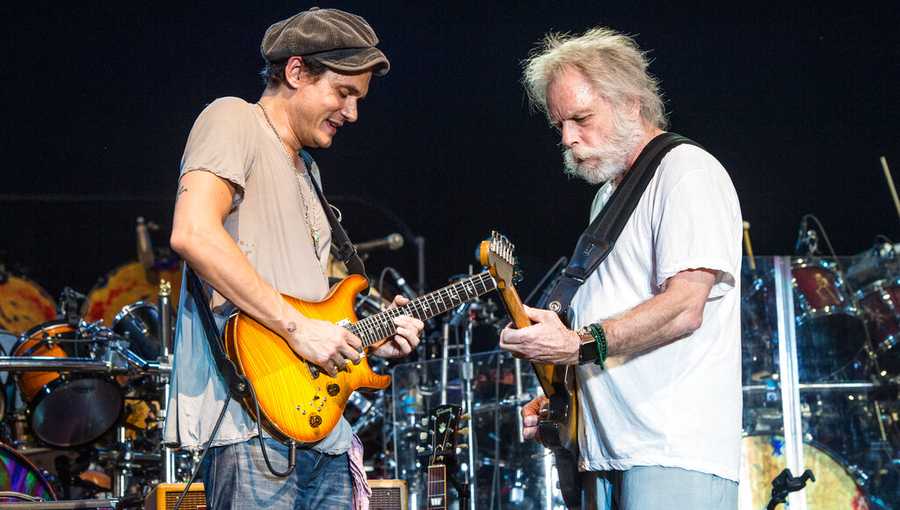John Mayer, left, and Bob Weir of Dead & Company performs at Bonnaroo Music and Arts Festival on Sunday, June 12, 2016, in Manchester, Tenn. (Photo by Amy Harris/Invision/AP)