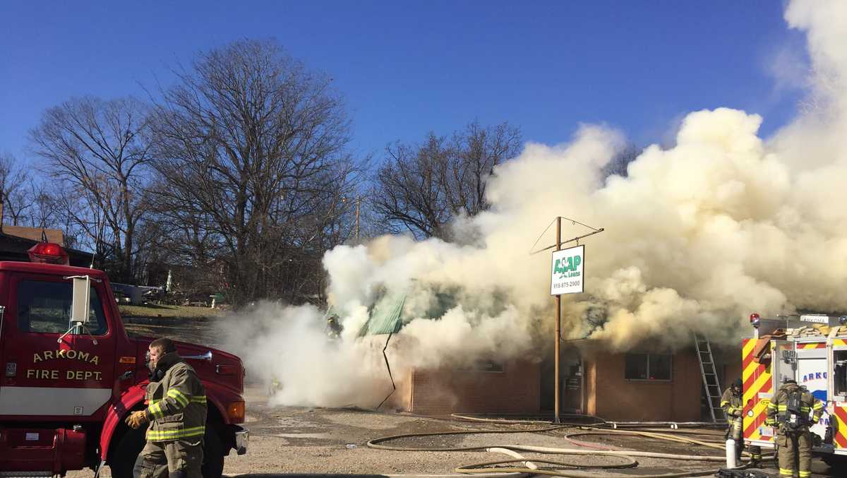 Fire at Arkoma Tag Agency building