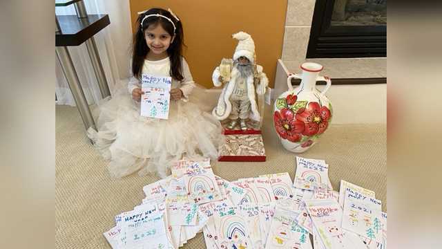A 5-year-old made 200 New Year's cards for seniors. Then she broke her piggy bank to buy them a gift - Vimarsana News