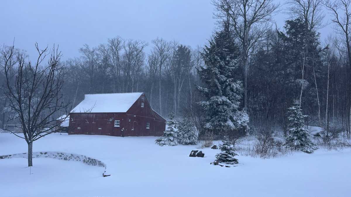 Heavy, wet snow falling across central Mass.