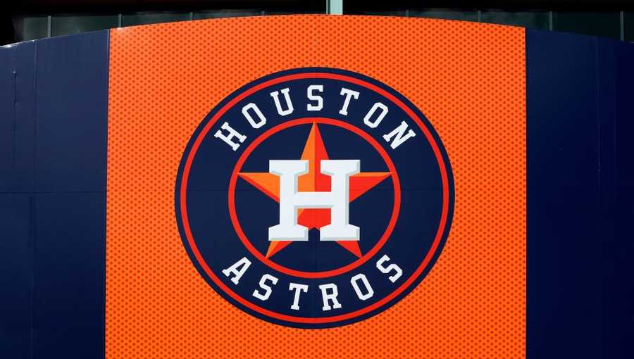 Houston Astros logo is displayed outside Minute Maid Park, home of the Houston Astros baseball team in Houston, Texas on November 4, 2017.