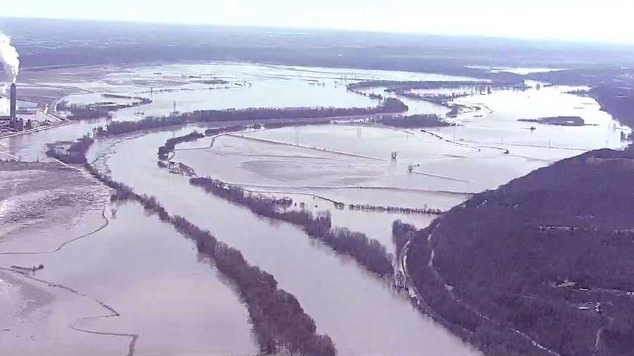 A view of Missouri River flooding in Platte County on March 22, 2019.Â 