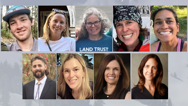 California avalanche victims: From left: (Michael Henry, Kate Vitt, Liz Clabaugh, Caroline Sekar, Niki Choo,  Andrew Alissandratos, Danielle Keatley, Carrie Atkin, Kate Morse.)