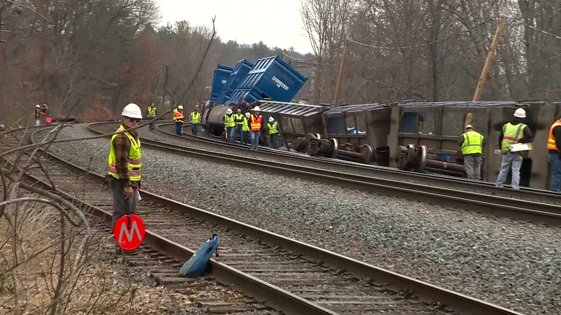 Cleanup Continues After Train Derails In Ayer