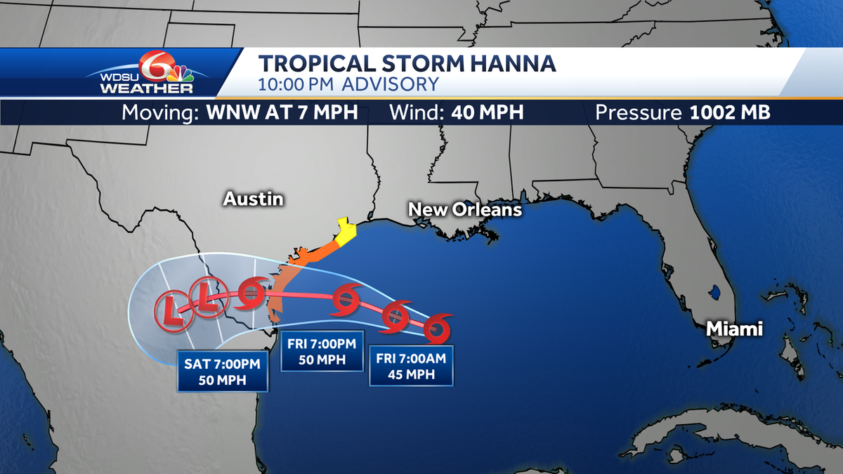 Tropical Storm Hanna forms in the Gulf of Mexico