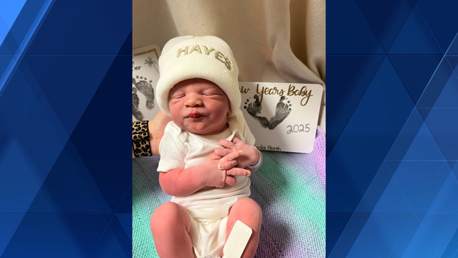 ﻿Baby Boy Hayes was the first baby born in 2025 at Bethesda North.