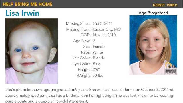 updated age progressed picture of lisa irwin on website for missing children
