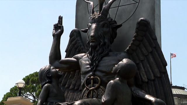 satanic temple unveils baphomet statue at arkansas capitol satanic temple unveils baphomet statue