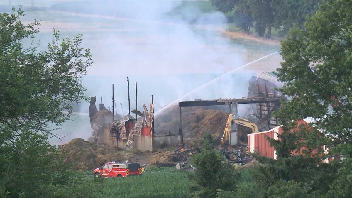 Fire destroys huge barn