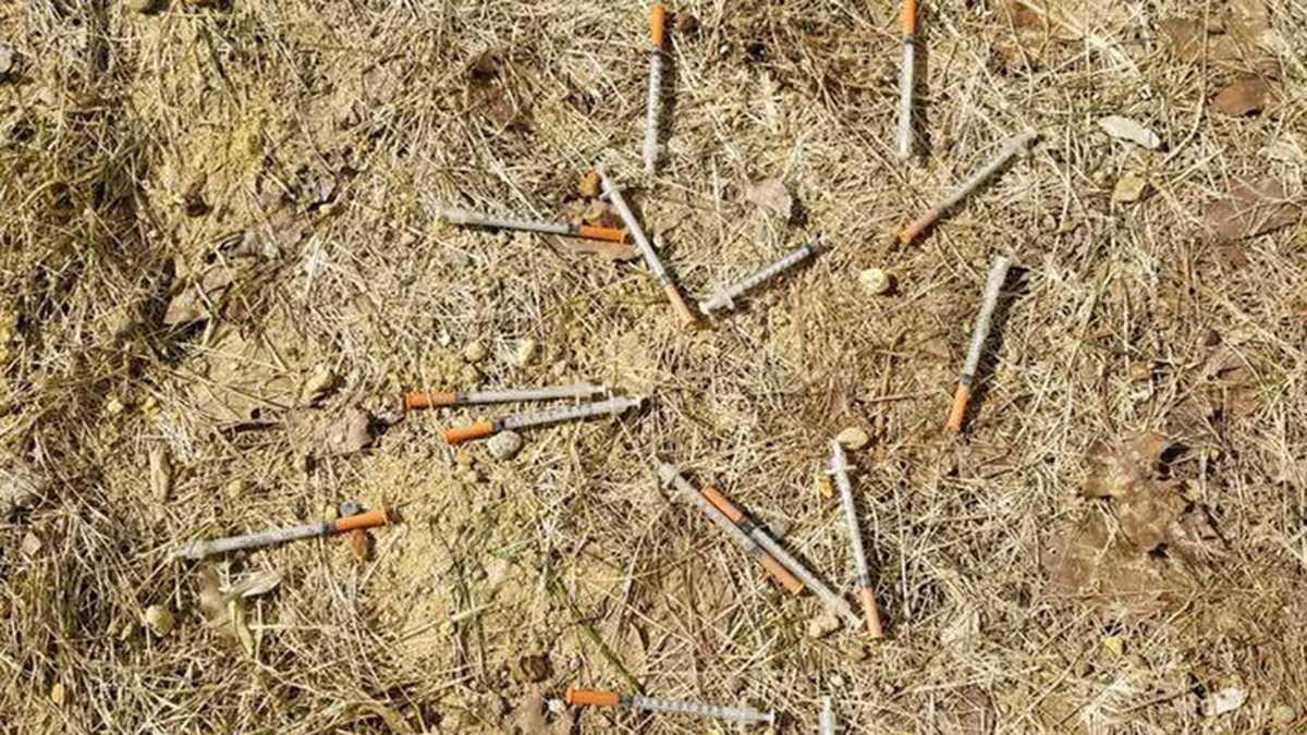 Melting snow across NH reveals used syringes on ground
