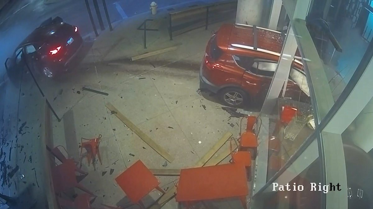 Safety footage captures second automotive plows into entrance of widespread restaurant in downtown Cincinnati
