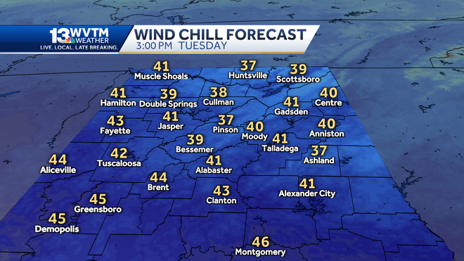 Wind chill forecast