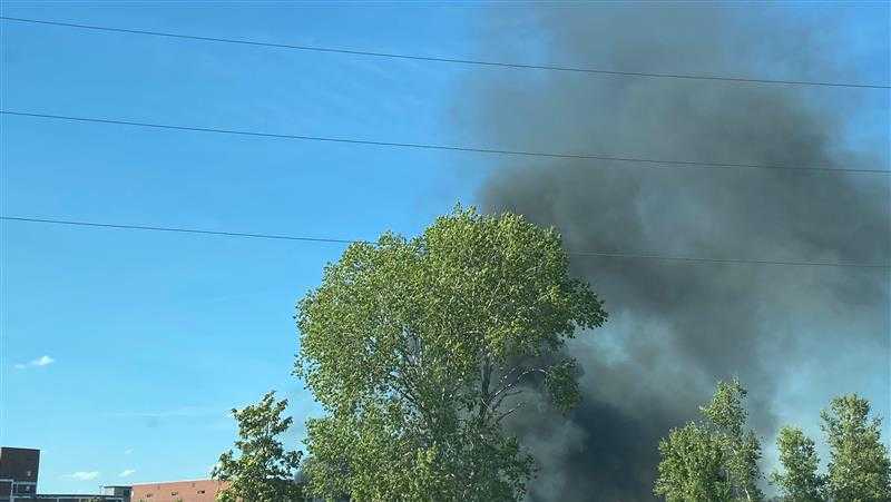 Car fire sends black smoke into the air, north of downtown Omaha