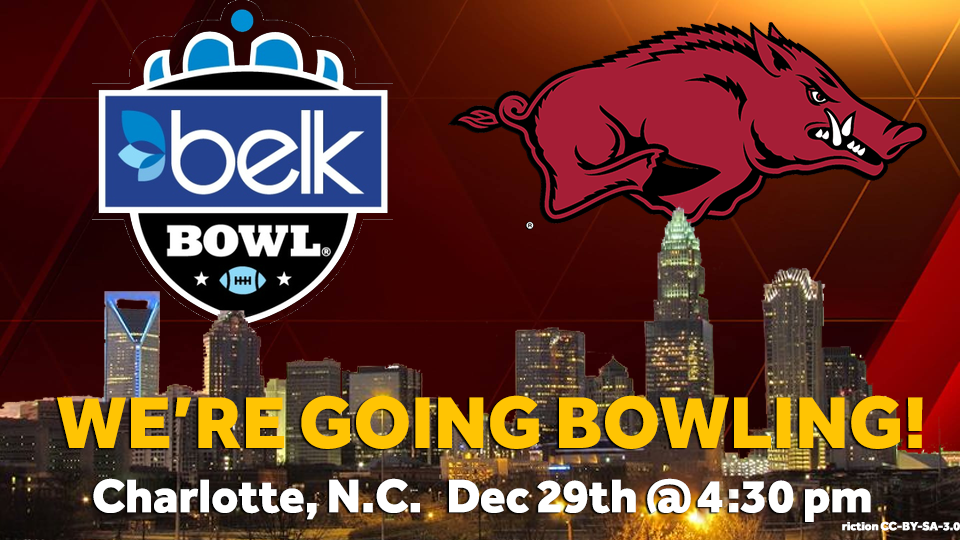 Razorbacks headed to Belk Bowl in Charlotte to face No. 22 Virginia Tech