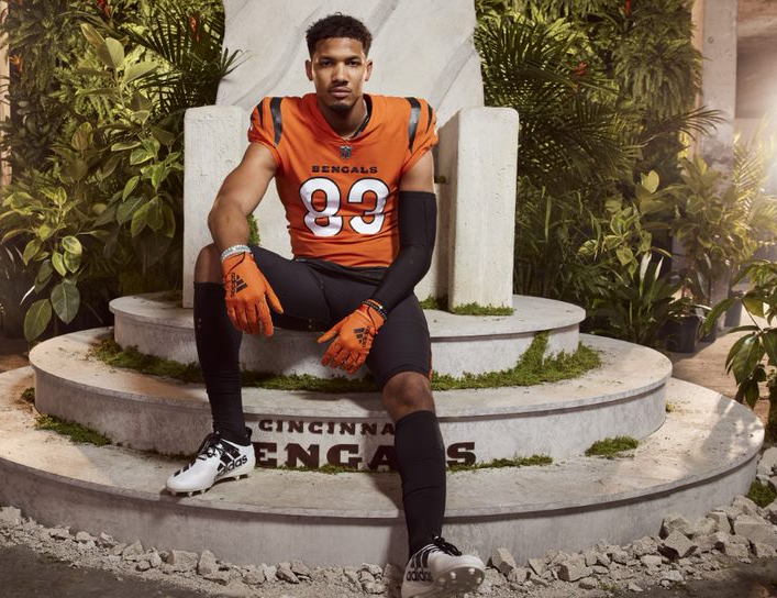 A Cincinnati Bengals new NFL football uniform is unveiled at Paul Brown  Stadium in Cincinnati, Monday, April 19, 2021. (AP Photo/Aaron Doster Stock  Photo - Alamy