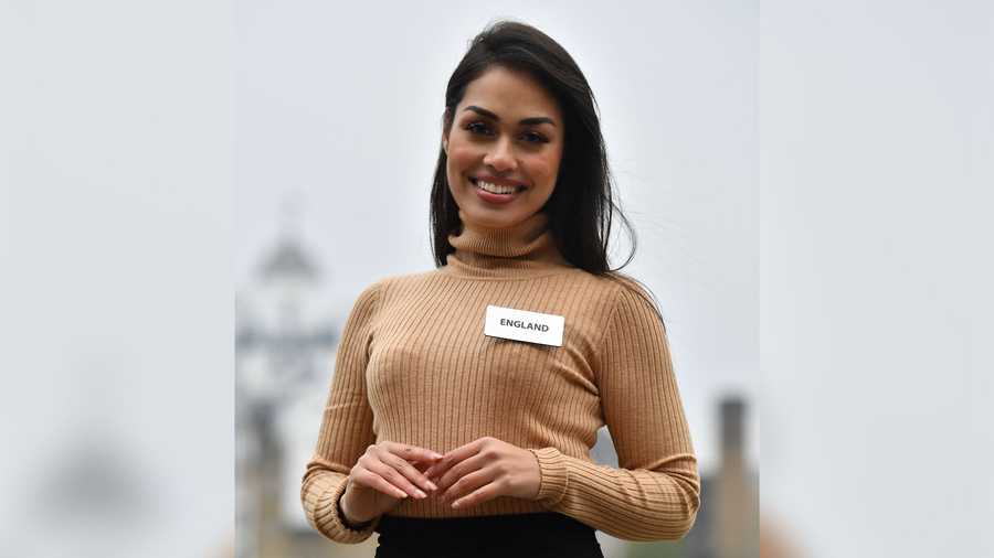 Miss World 2019 contestant Miss England Bhasha Mukherjee poses during a photo call for the 69th Miss World festival and final in London, on Nov. 21, 2019.
