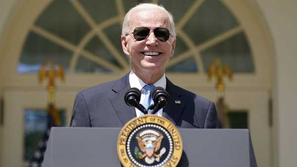 President Joe Biden speaks in the Rose Garden of the White House in Washington, Wednesday, July 27, 2022.