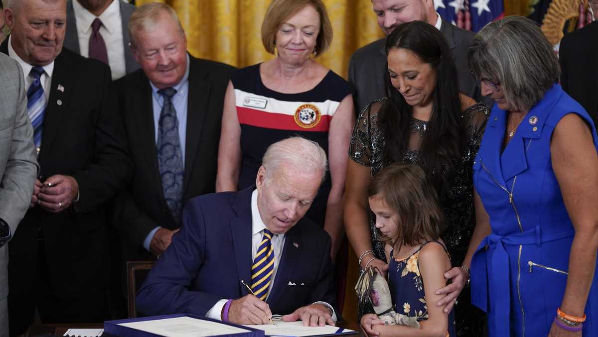 Veterans health bill marks a personal victory for Biden