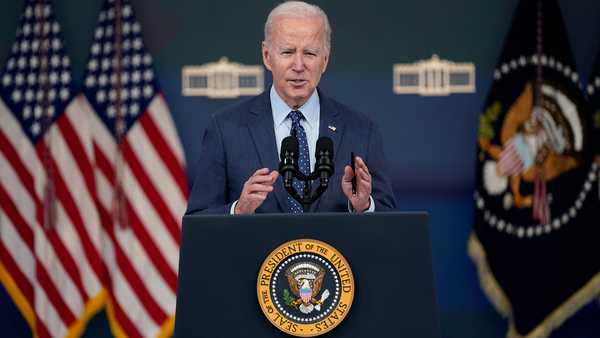 President Joe Biden speaks about the Chinese surveillance balloon and other unidentified objects shot down by the U.S. military, Thursday, Feb. 16, 2023, in Washington.