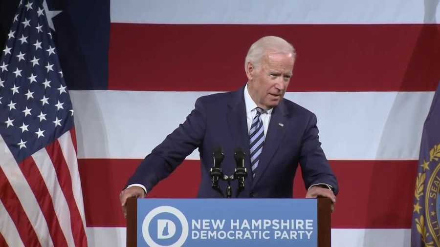 Former Vice President Joe Biden speaks at a New Hampshire Democratic Party fundraiser in Manchester in 2017.