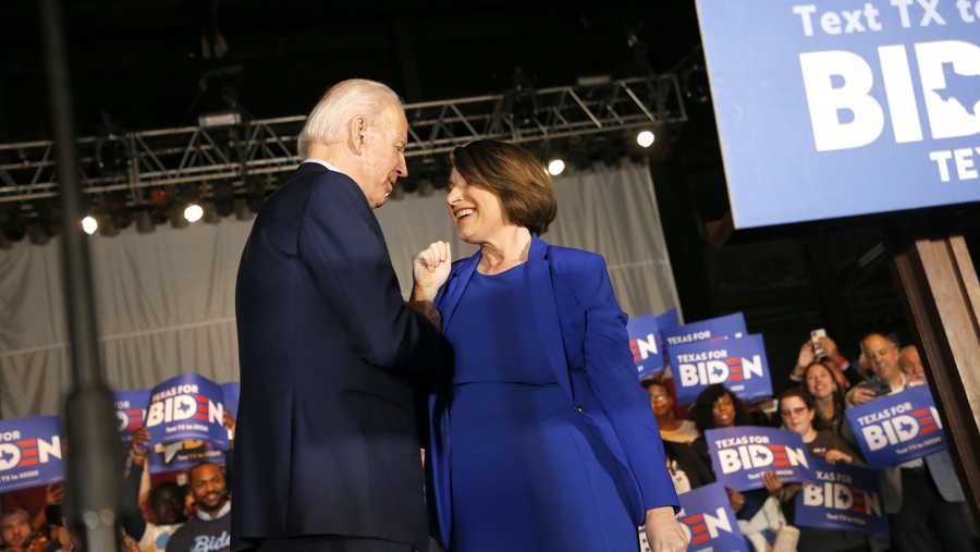FILE: Sen. Amy Klobuchar and former Vice President Joe Biden