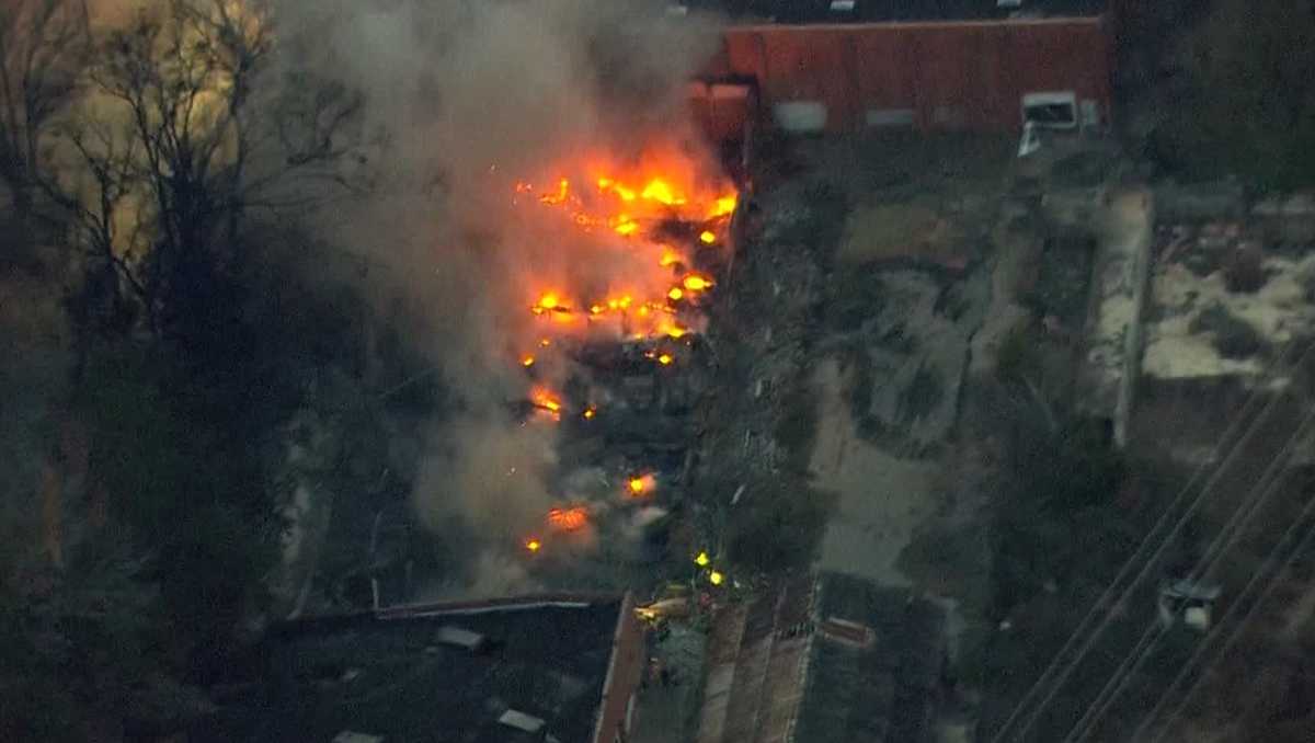 Large industrial fire burns in Greenville