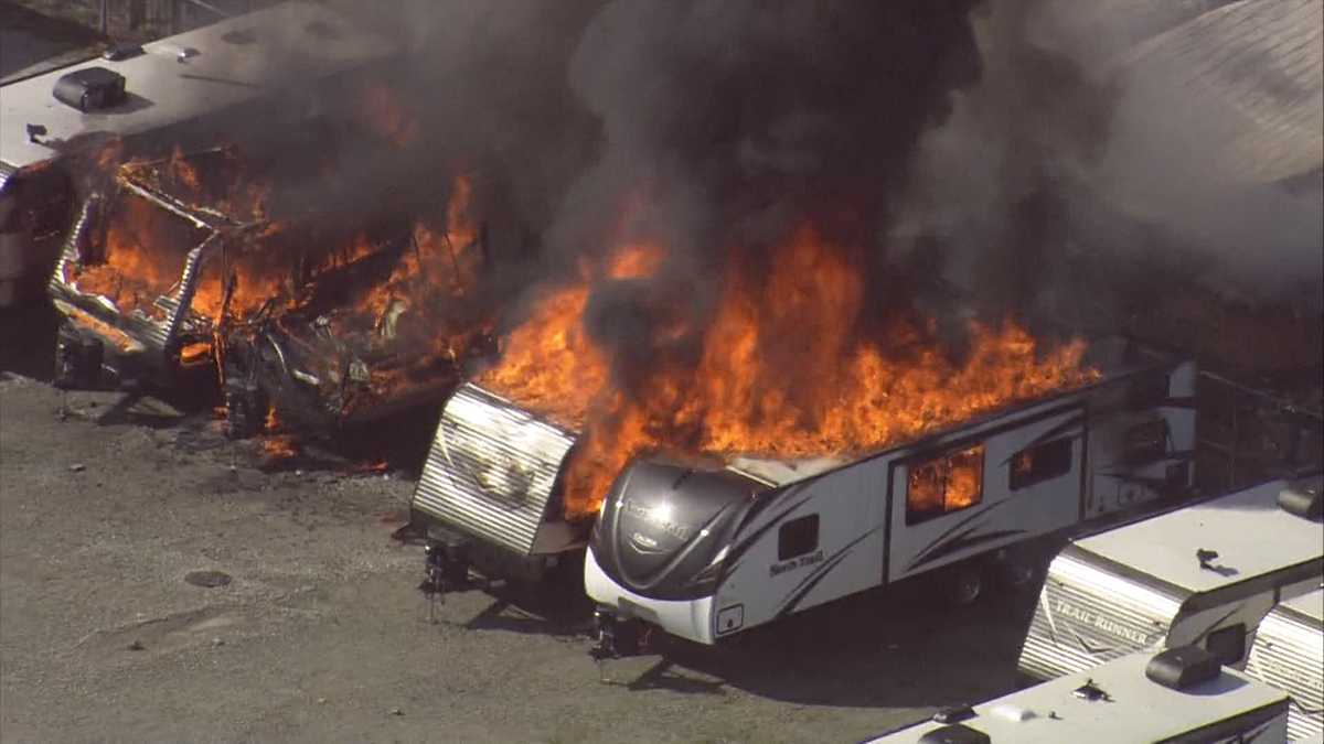 IMAGES: Fire breaks out at Clarksville RV lot