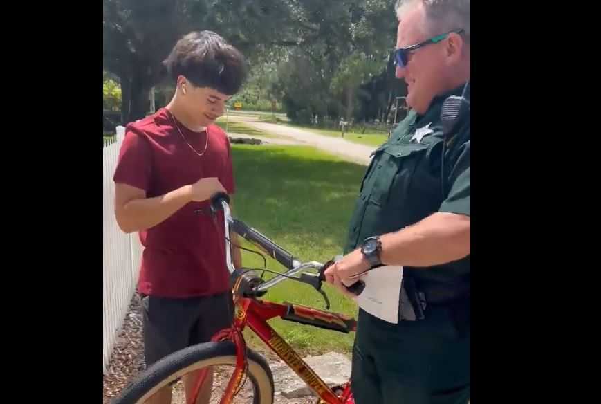 WATCH: Boy surprised with bike after father dies, deputies find out his was stolen