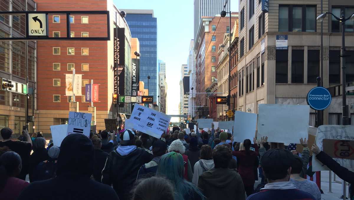 PHOTOS: Black Lives Matter, Anti-Trump rallies merge in Cincinnati