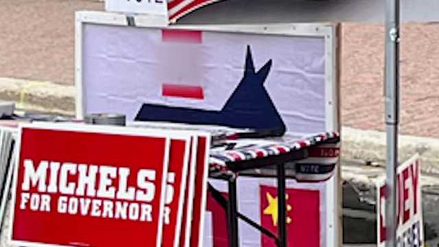 Swastika on sign at West Bend Farmers' Market - Vimarsana News