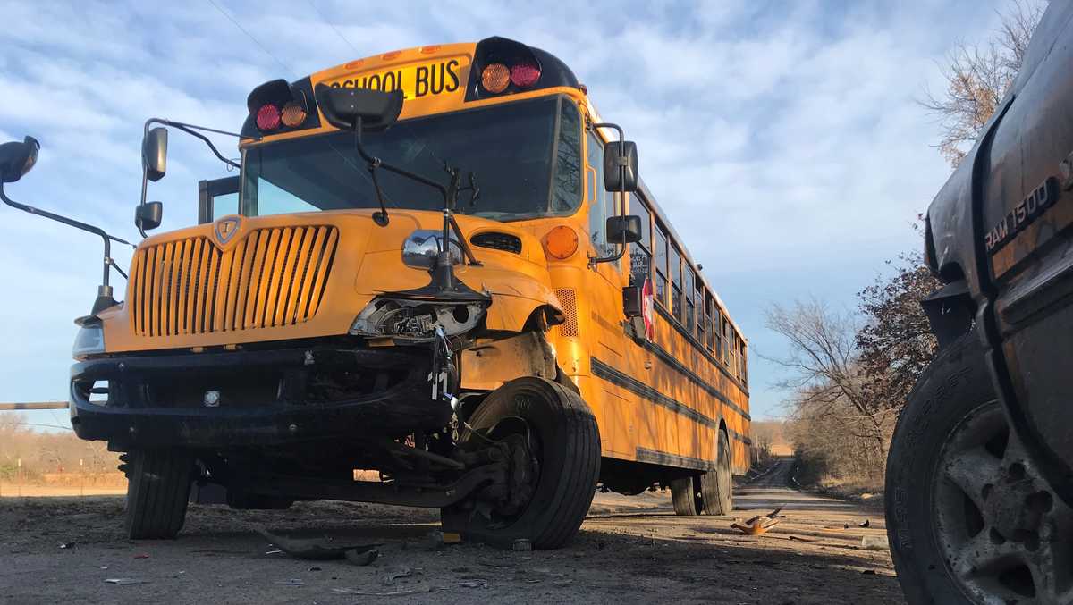 Truck, School Bus with kids collide near Bokoshe, Okla.