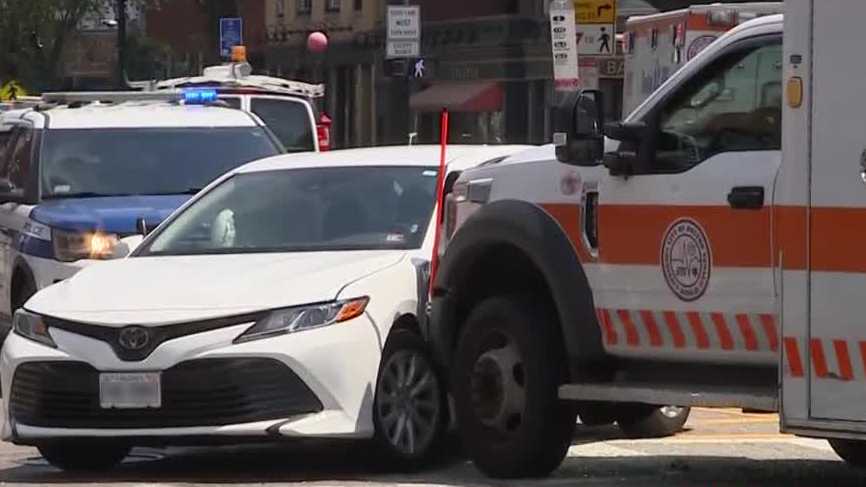 One person taken to hospital after ambulance hits sedan in Boston