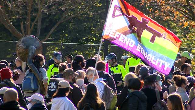 Protesters clash over mask and vaccine mandates at Boston Common