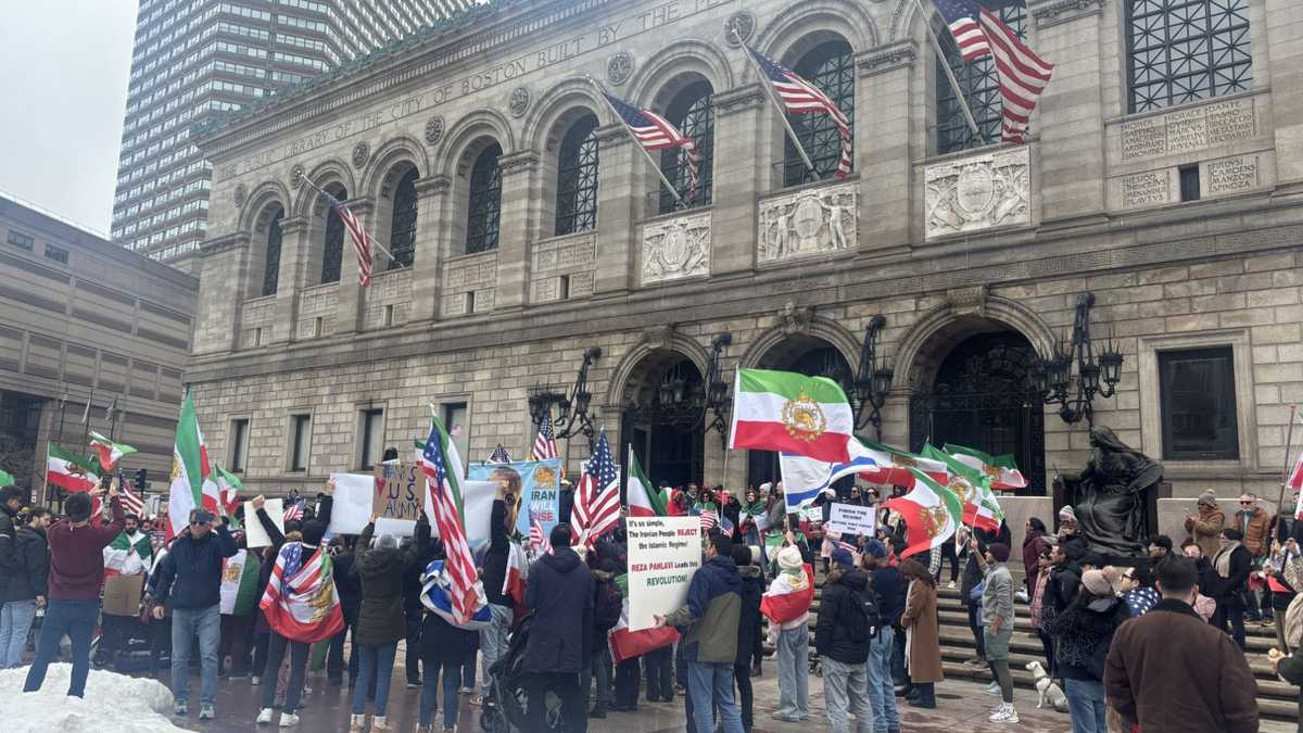 Dozens rally in Boston to back U.S. military action in Iran