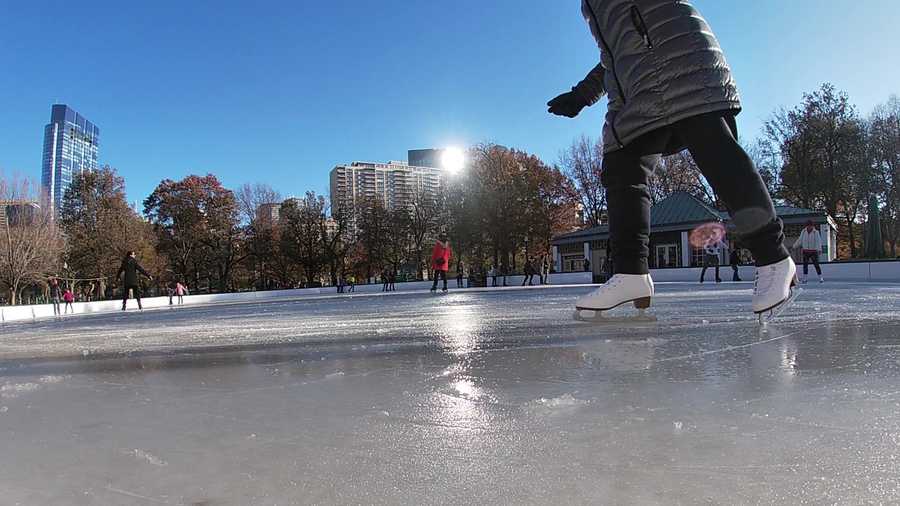 Boston Frog Pond with Ice Skaters wide